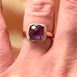 COPY - EFFY AMETHYST RING: solid rose gold and Diamond.